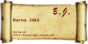 Barna Jákó névjegykártya
